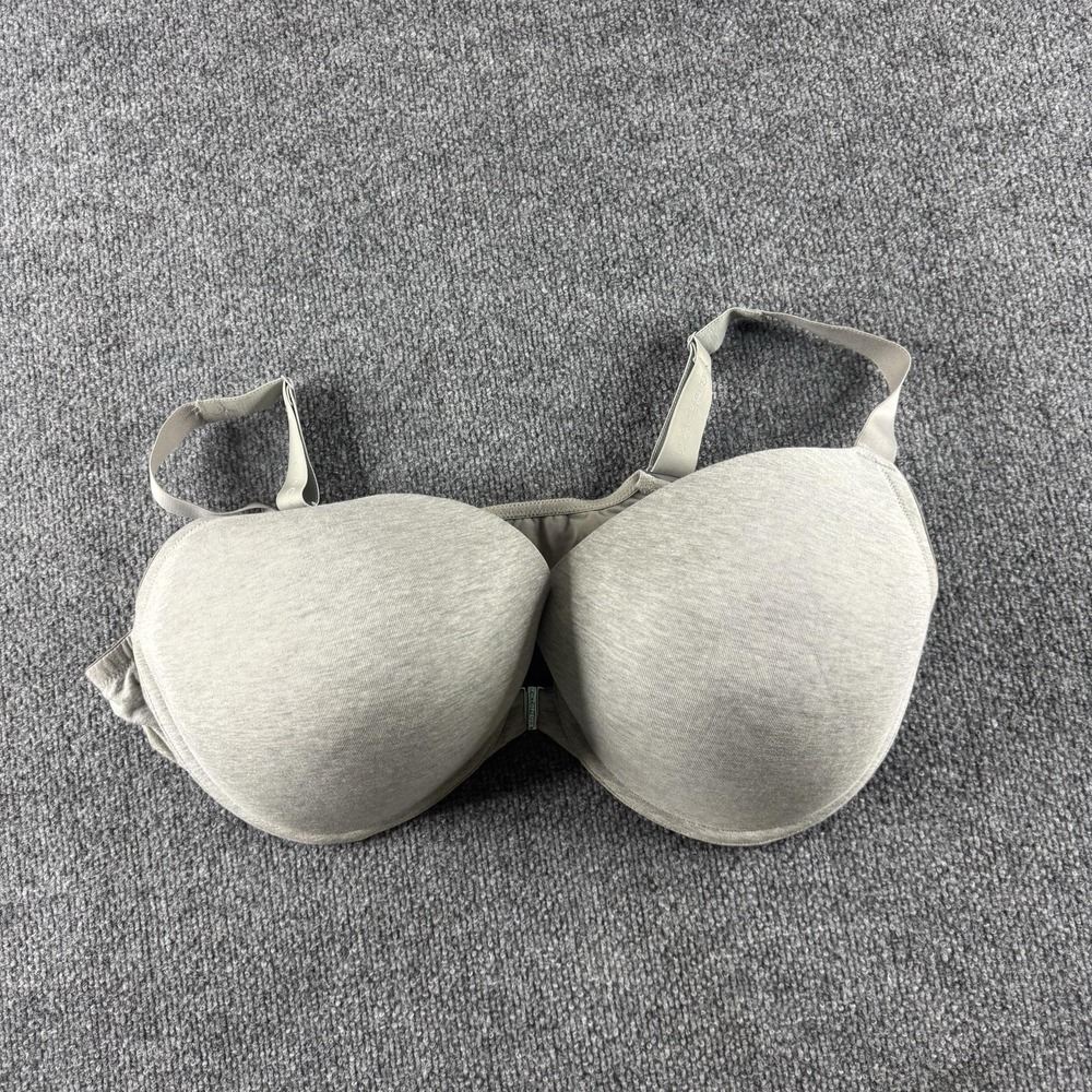 Cacique Boost Plunge Bra Womens 46DDD Gray Push Up Molded Underwire Plus Size